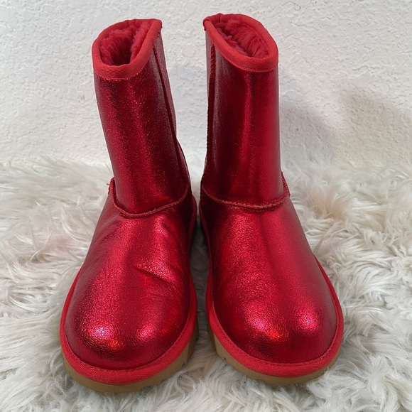 UGG RED METALLIC CLASSIC SHORT BOOTS SIZE 6 NEW - Picture 3 of 13